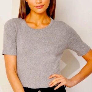 J.Crew Perfect Fit Gray Short Sleeve Cotton Top Size Small